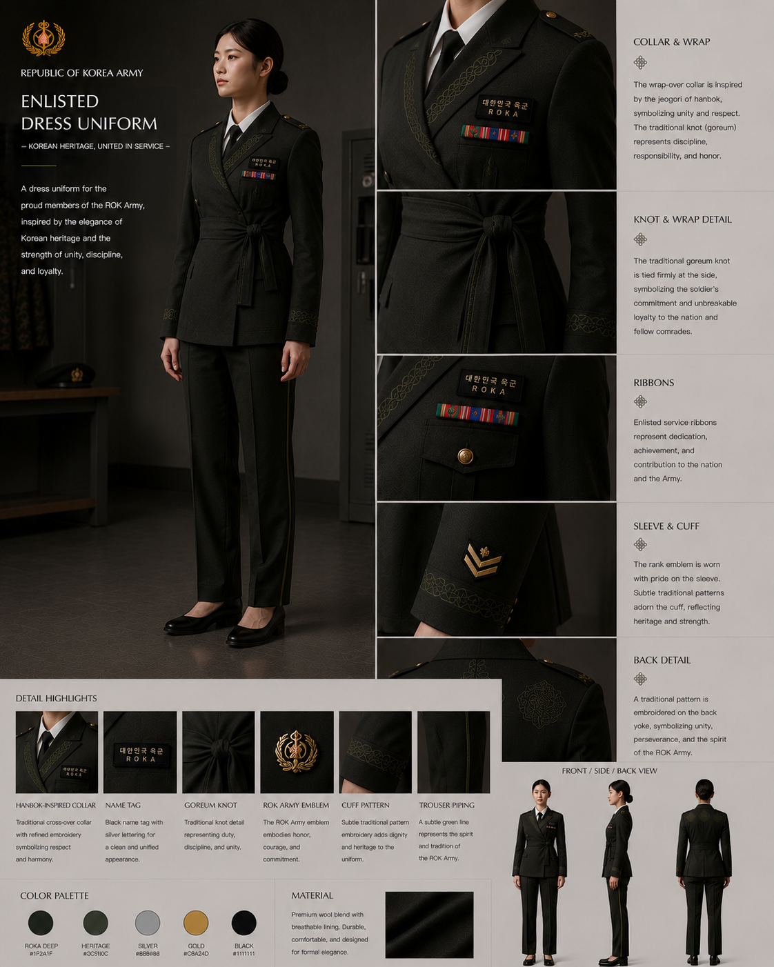 Female enlisted ceremonial uniform concept board